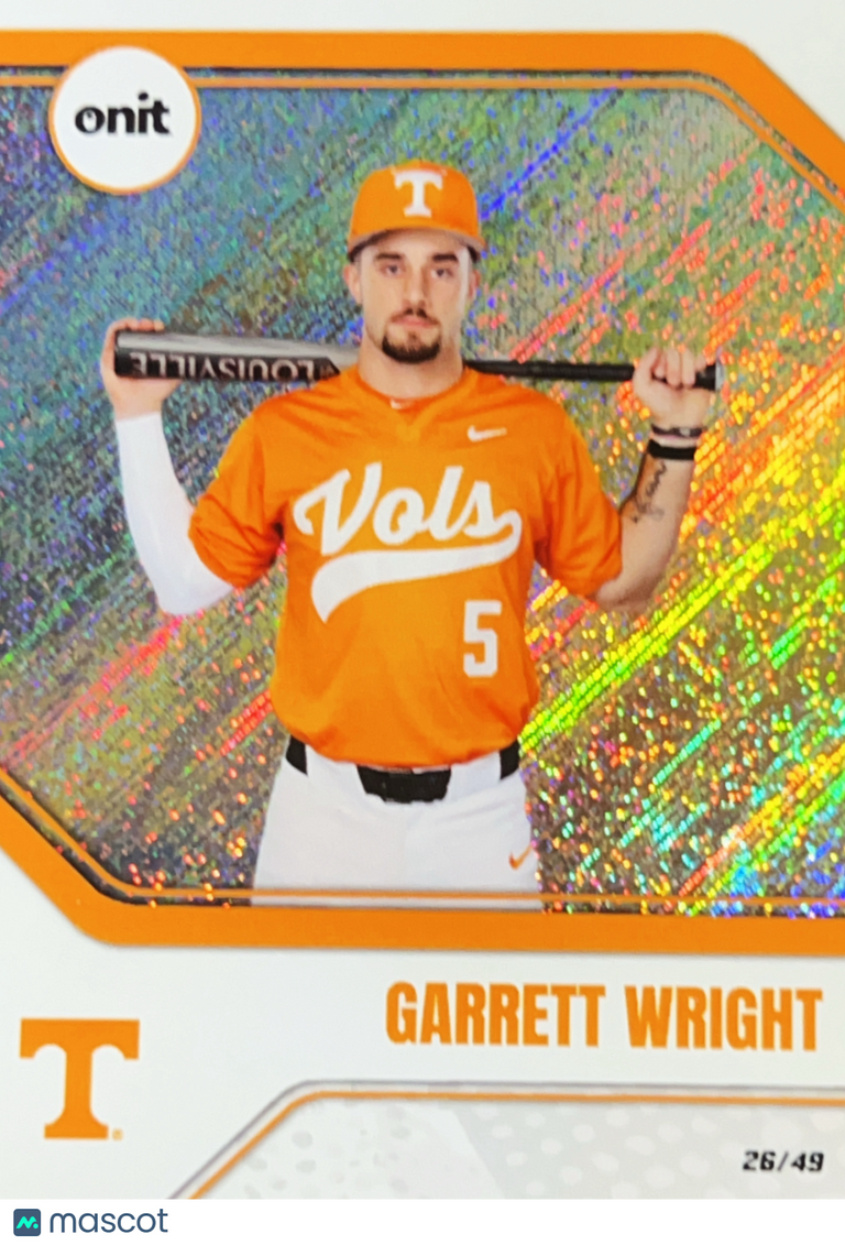 2026 ONIT Tennessee Baseball Garrett Wright #B-19 Orange Prism /49