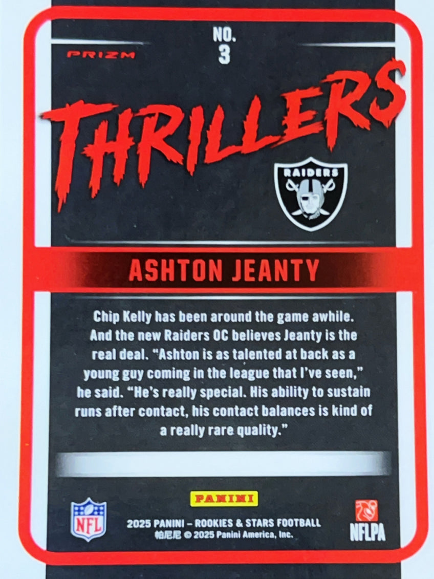 2025 Panini Rookies & Stars Prizm Thrillers Ashton Jeanty #3 Orange RC