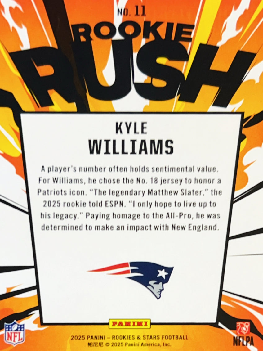 2025 Panini Rookies & Stars Rookie Rush Kyle Williams #11 RC
