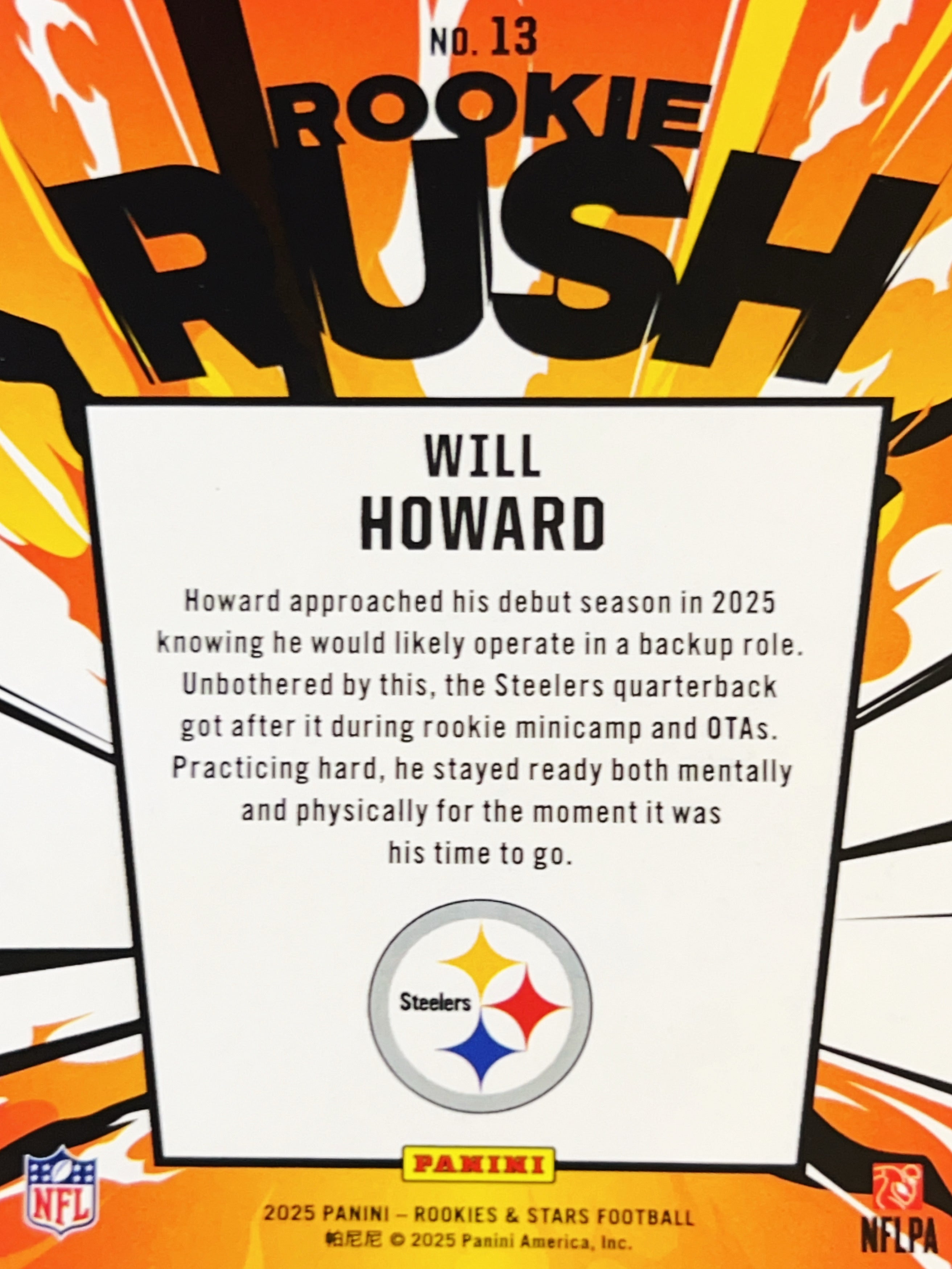 2025 Panini Rookies & Stars Rookie Rush Will Howard #13 RC