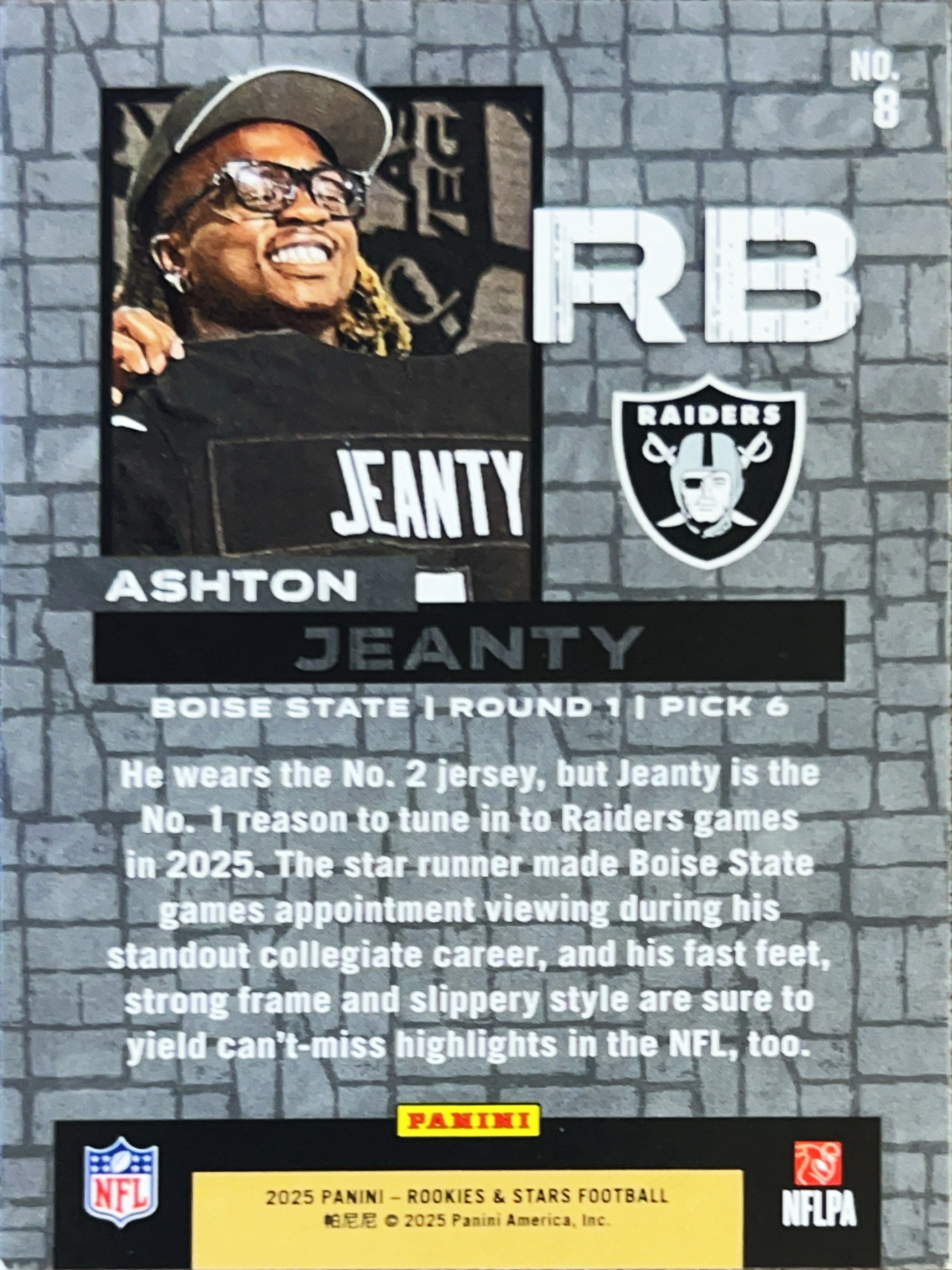 2025 Panini Rookies & Stars Draft Class Ashton Jeanty #8 RC