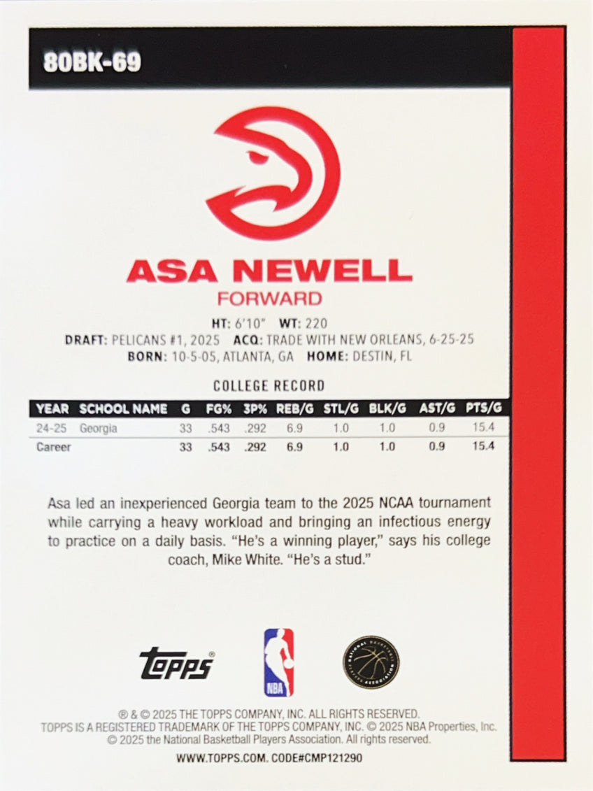 2025 Topps Asa Newell #80BK-69 RC