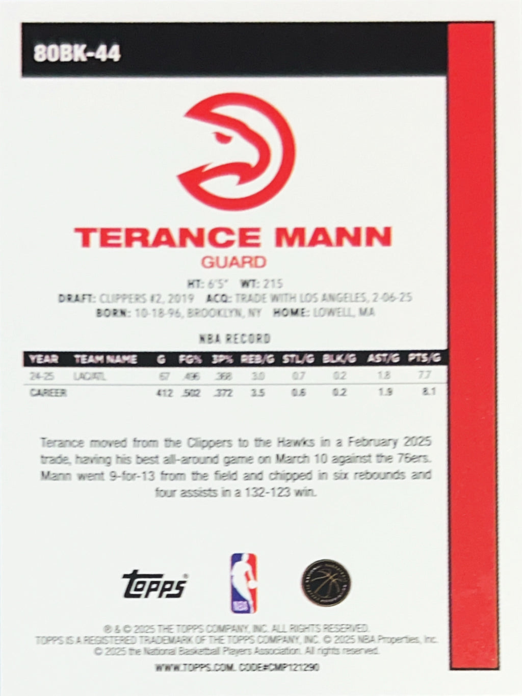 2025 Terance Mann #80BK-44