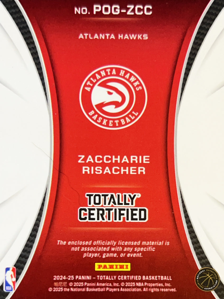 2025 Panini Totally Certified Piece of the Game Zaccharie Risacher #POG-ZCC Holo