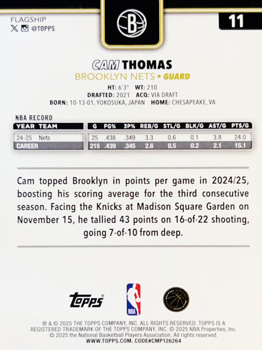 2025 Topps Flagship Cam Thomas #11 Blackout