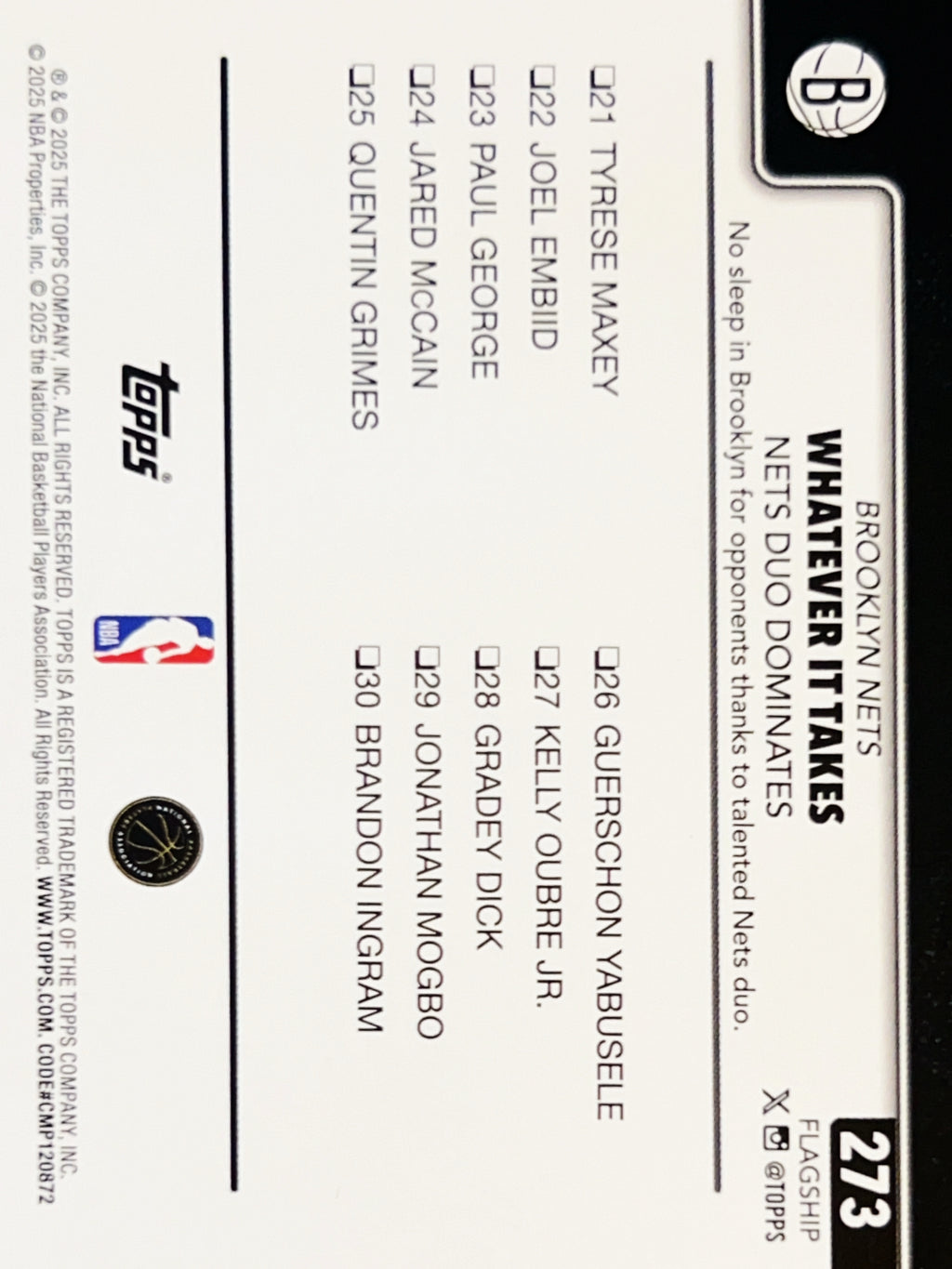 2025 Topps Flagship Cameron Johnson Nic Claxton #273 Sandglitter