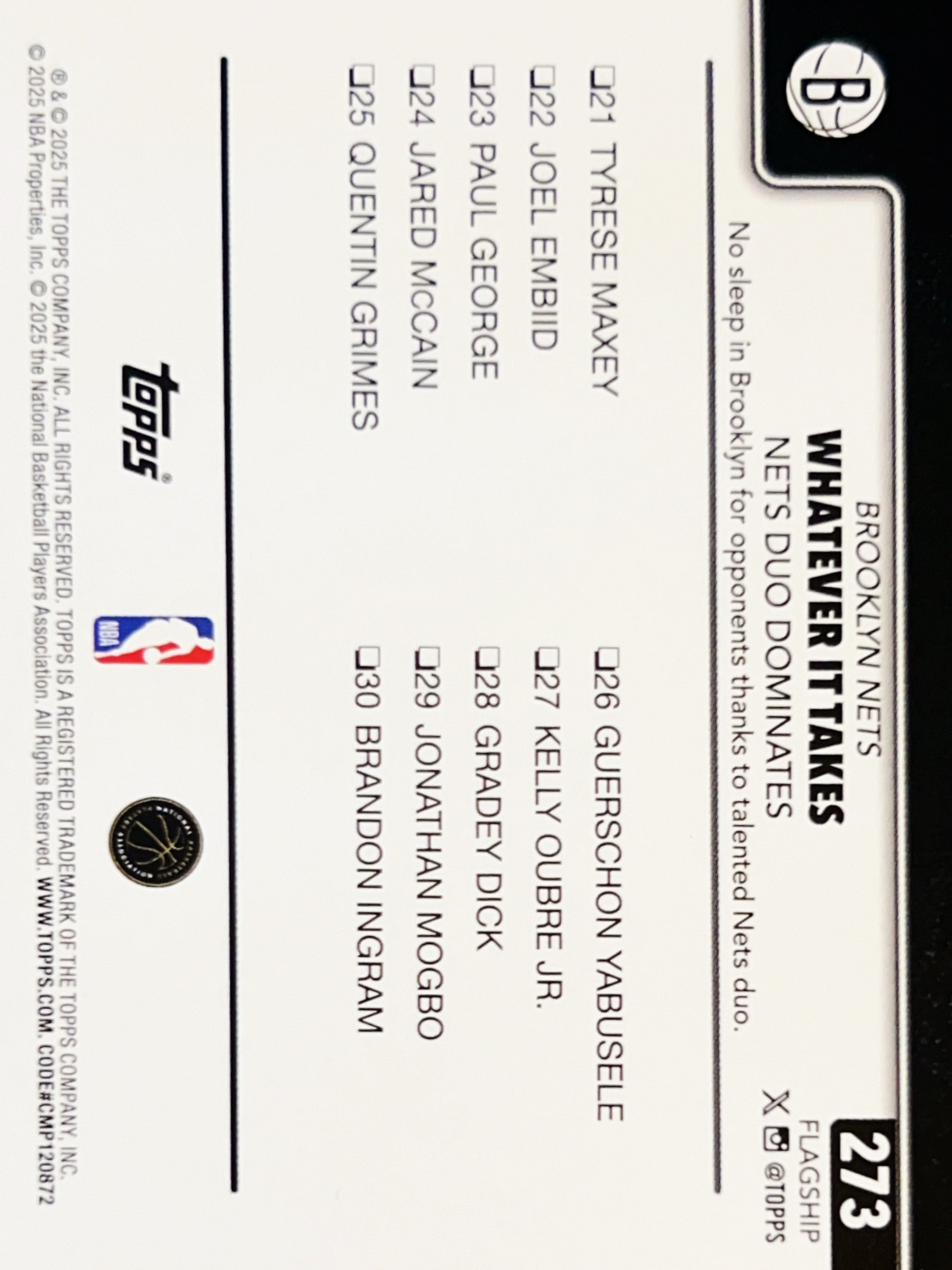 2025 Topps Flagship Cameron Johnson Nic Claxton #273 Sandglitter