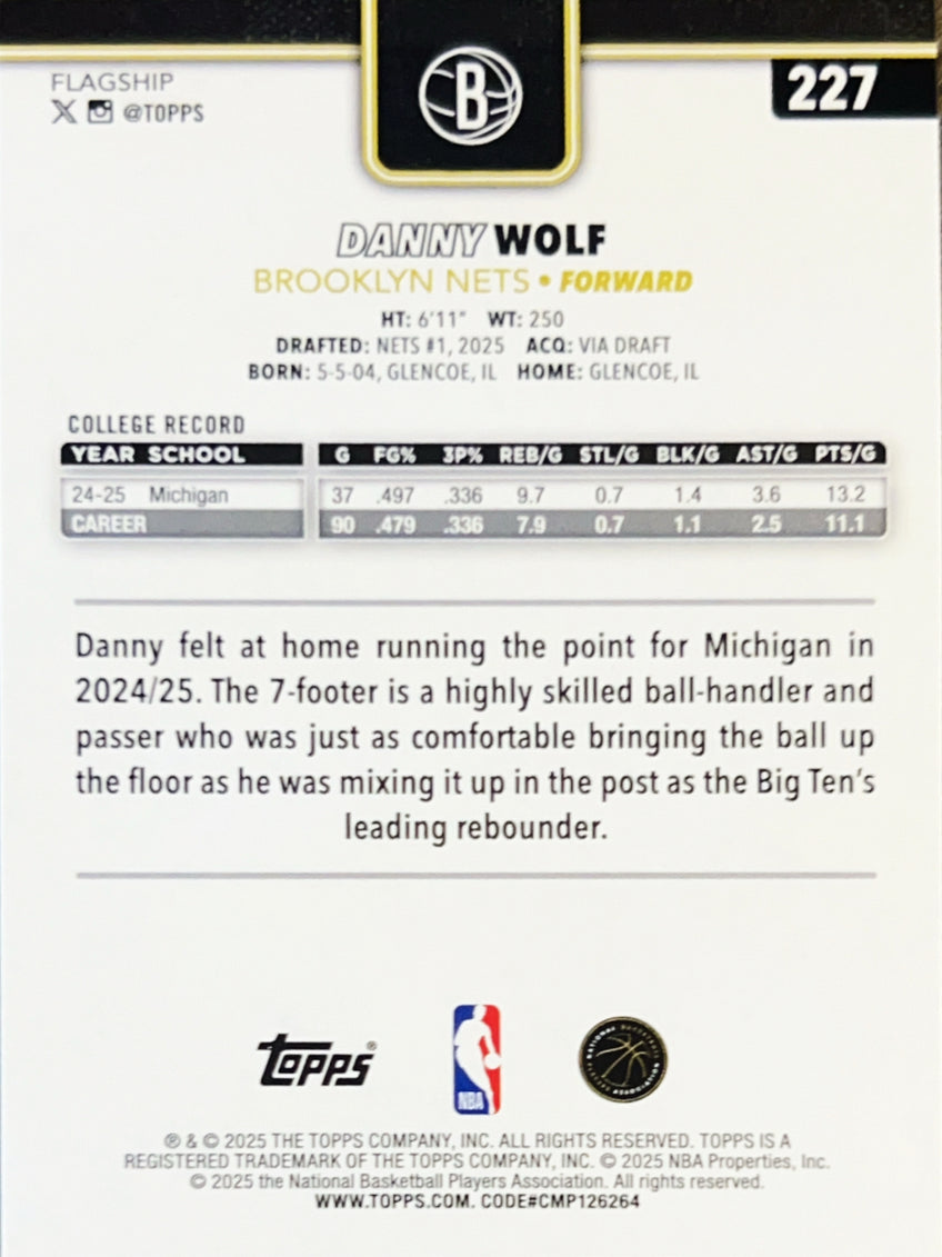 2025 Topps Danny Wolf #227 Blackout RC