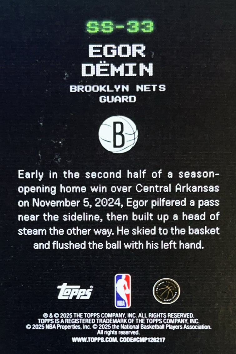 2025 Topps Scan & Slam Egor Demin #SS-33 Holo RC