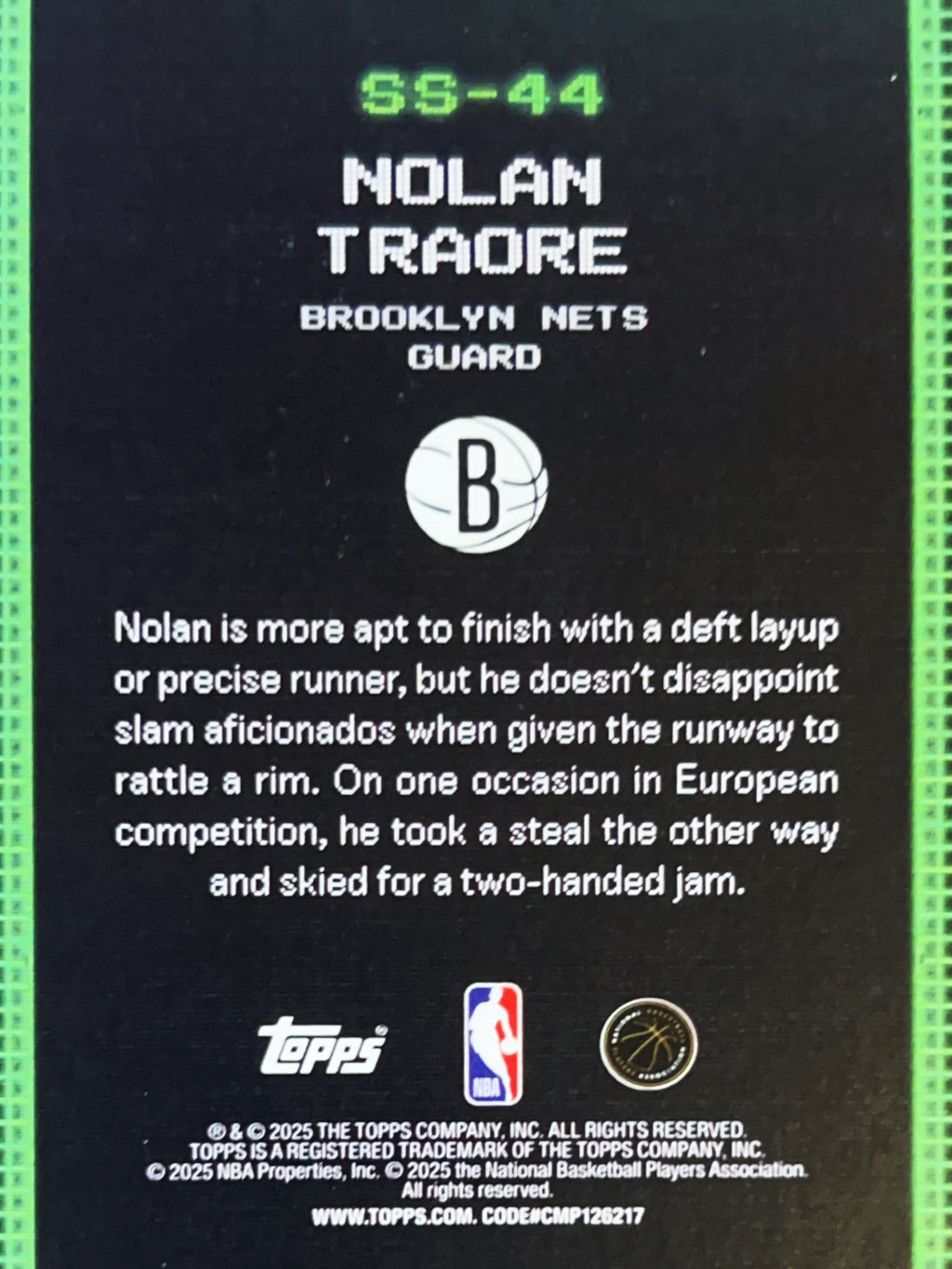 2025 Topps Scan & Slam Nolan Traore #SS-44 RC