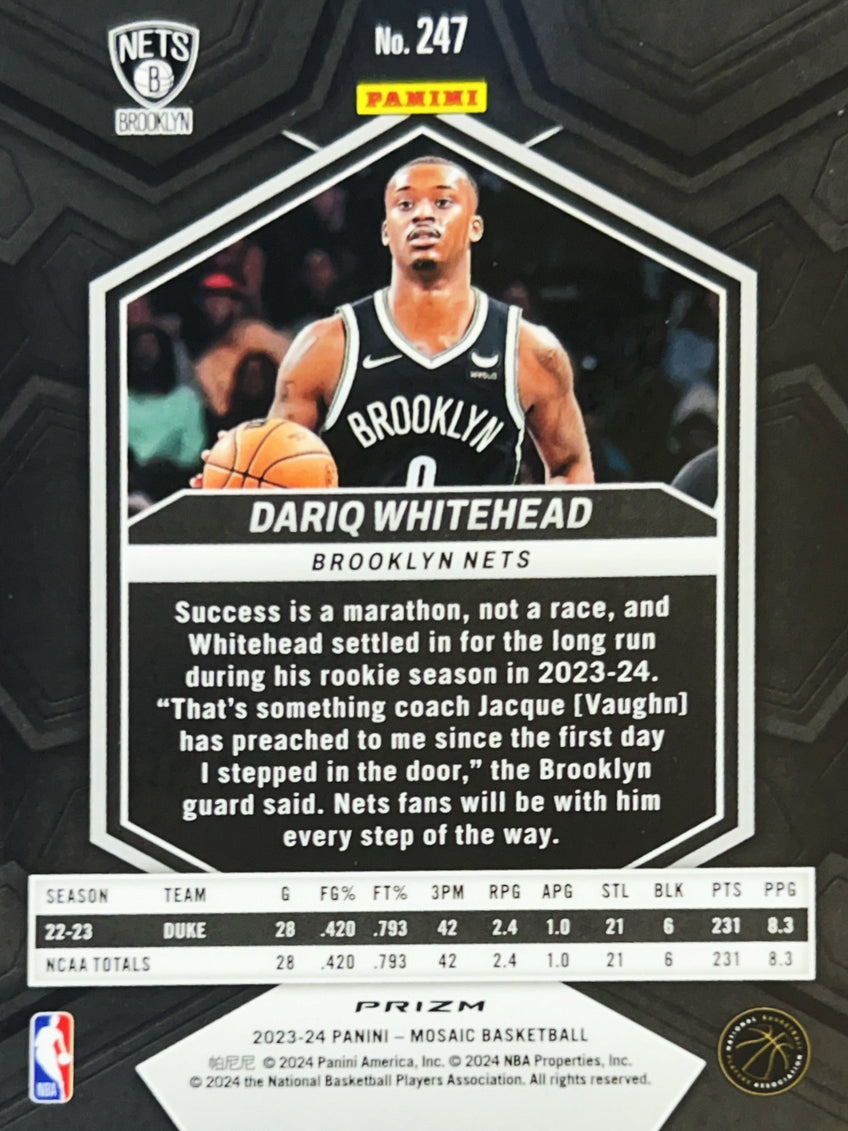 2024 Panini Mosaic Prizm Dariq Whitehead #247 Green RC