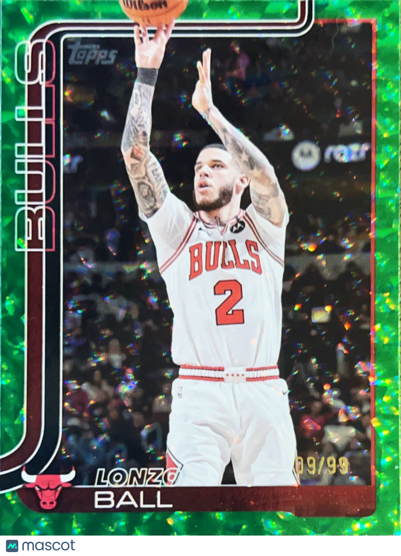 2025 Topps Flagship Lonzo Ball #39 Green Crackle /99
