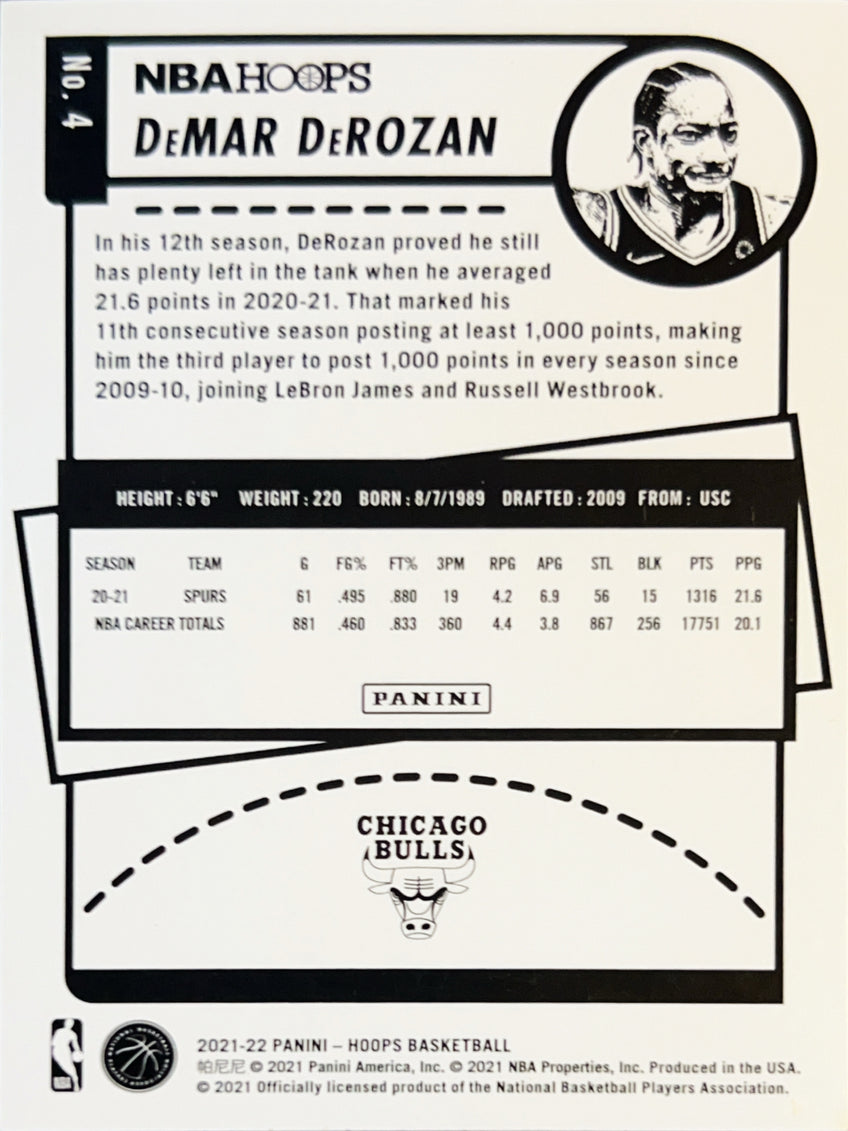 2021 Panini NBA Hoops DeMar DeRozan #4 Yellow