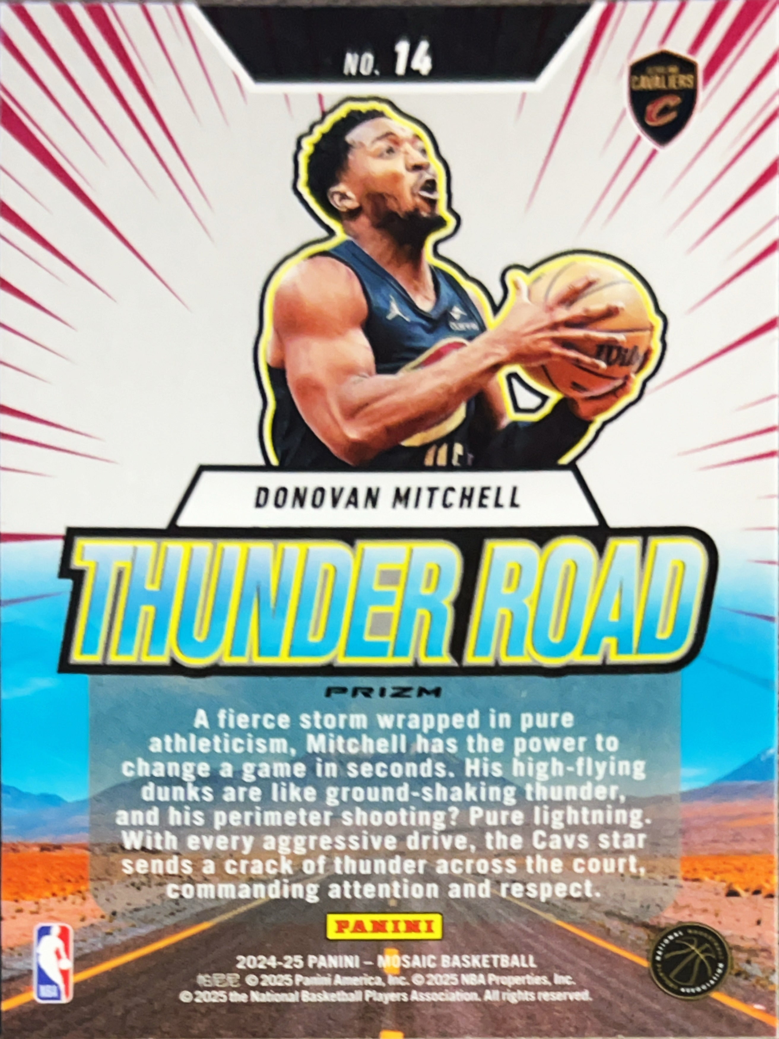 2025 Panini Mosaic Prizm Thunder Road Donovan Mitchell #14