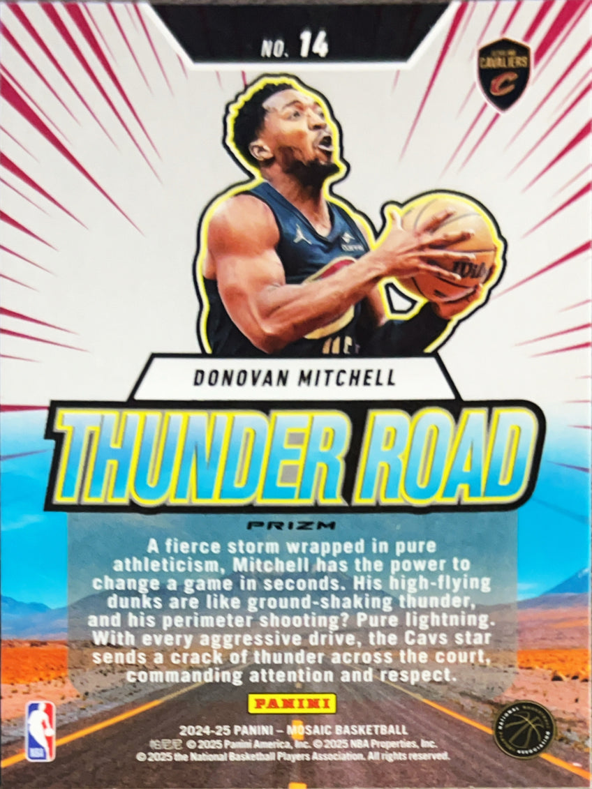 2025 Panini Mosaic Prizm Thunder Road Donovan Mitchell #14