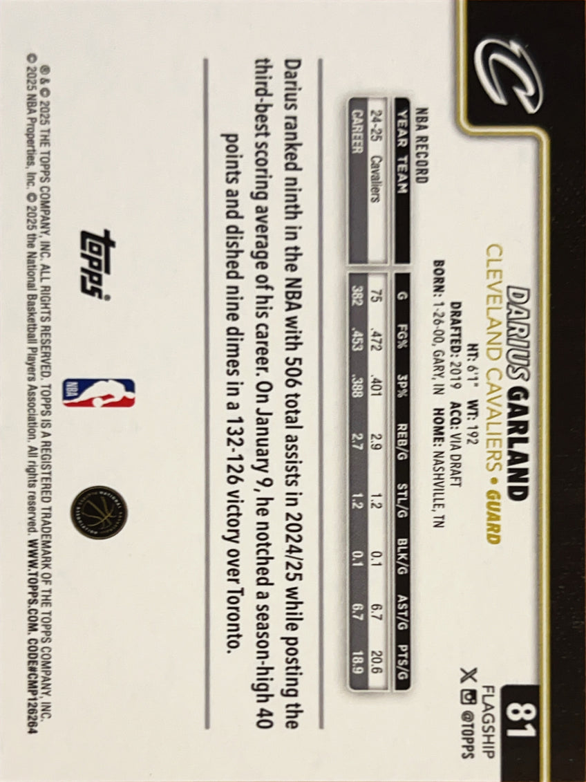 2025 Topps Flagship Darius Garland #81 Blackout