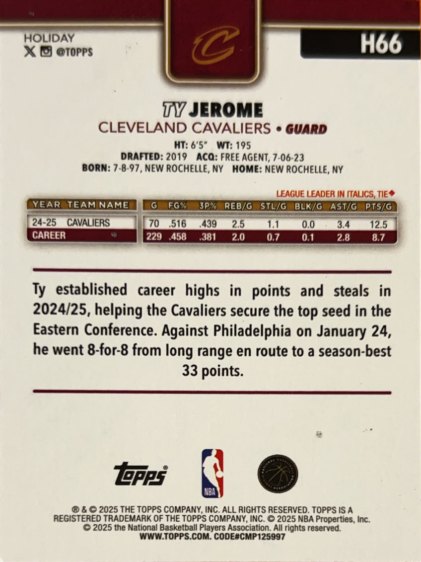2025 Topps Holiday Ty Jerome #H66