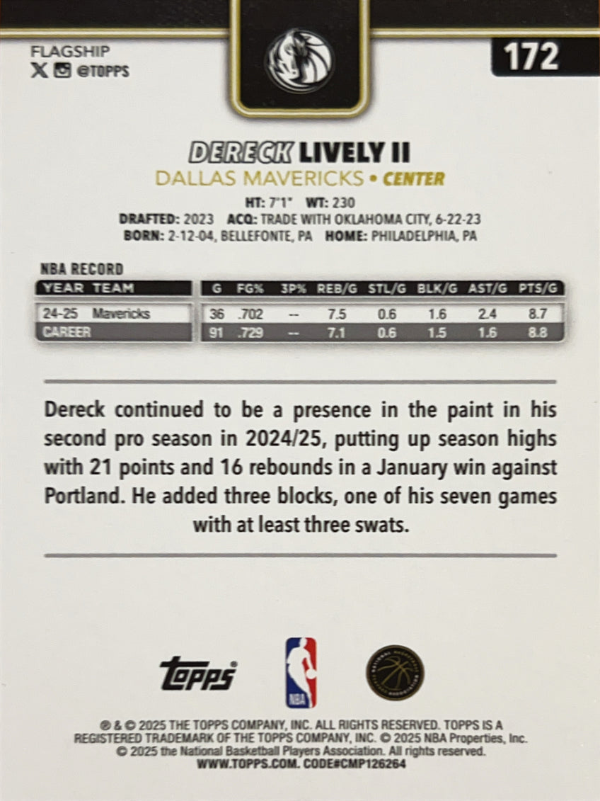 2025 Topps Chrome Basketball Dereck Lively II #172 Blackout