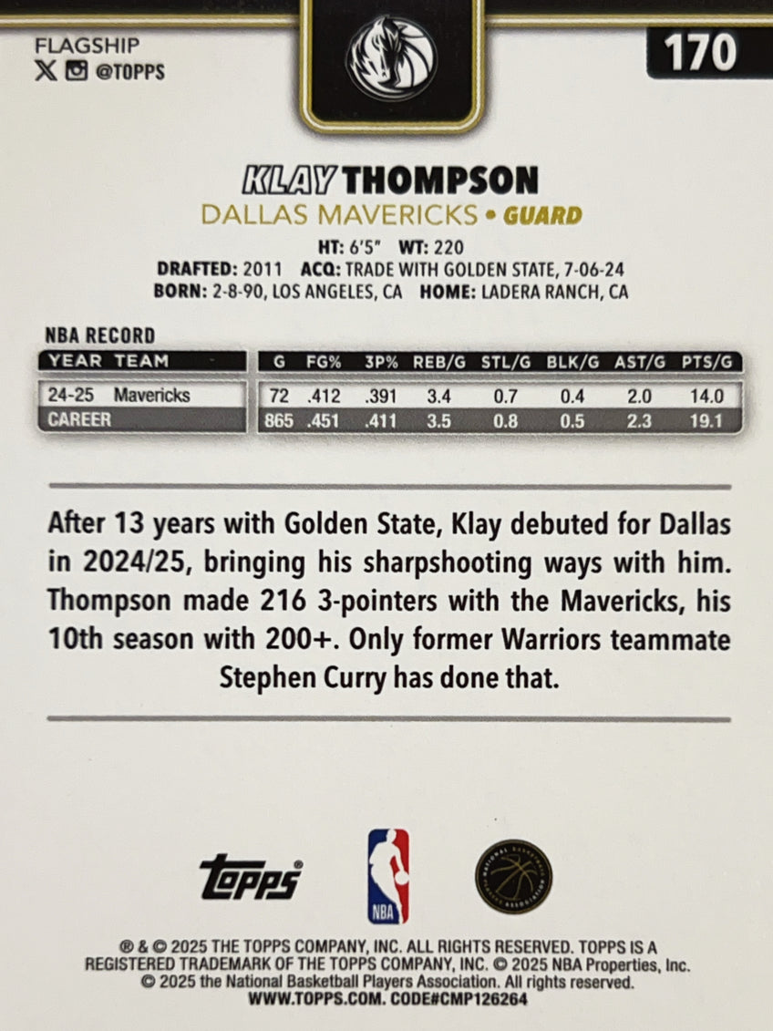 2025 Topps Flagship Klay Thompson #170 Blackout