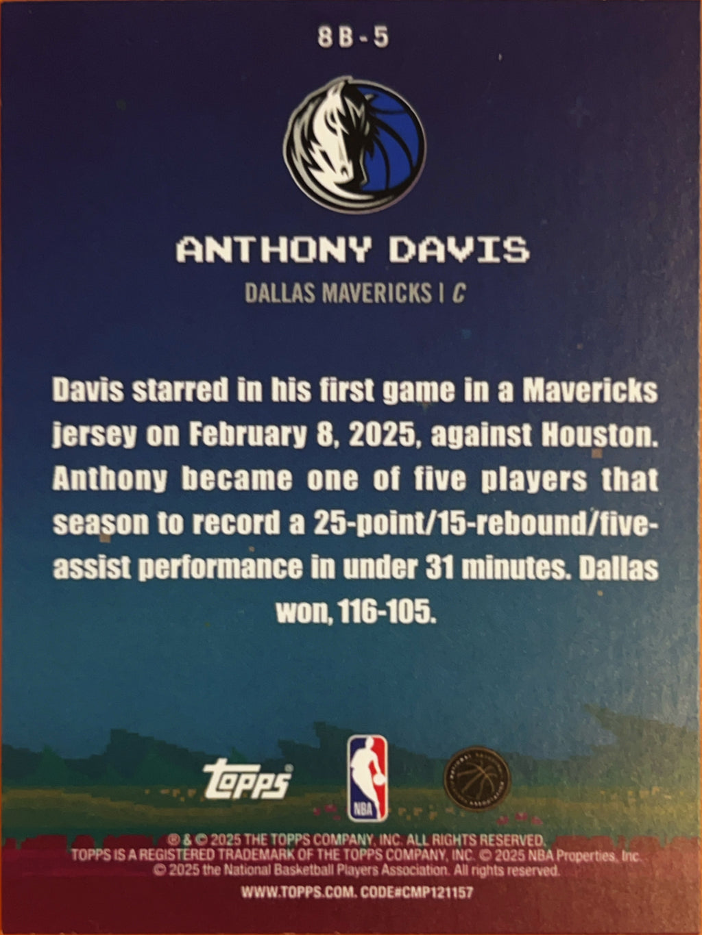 2025 Topps 8-Bit Ballers Anthony Davis #8B-5