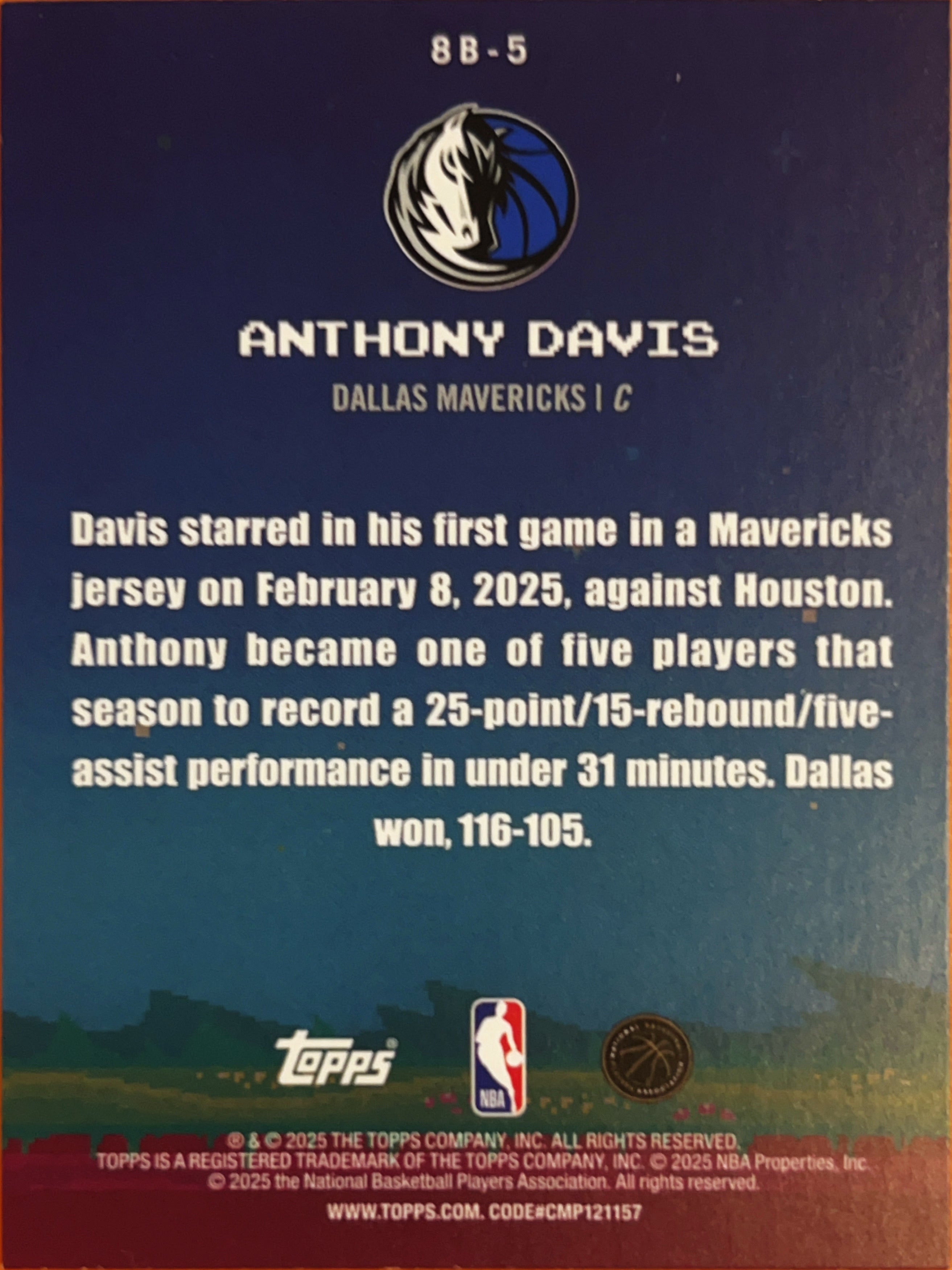 2025 Topps 8-Bit Ballers Anthony Davis #8B-5