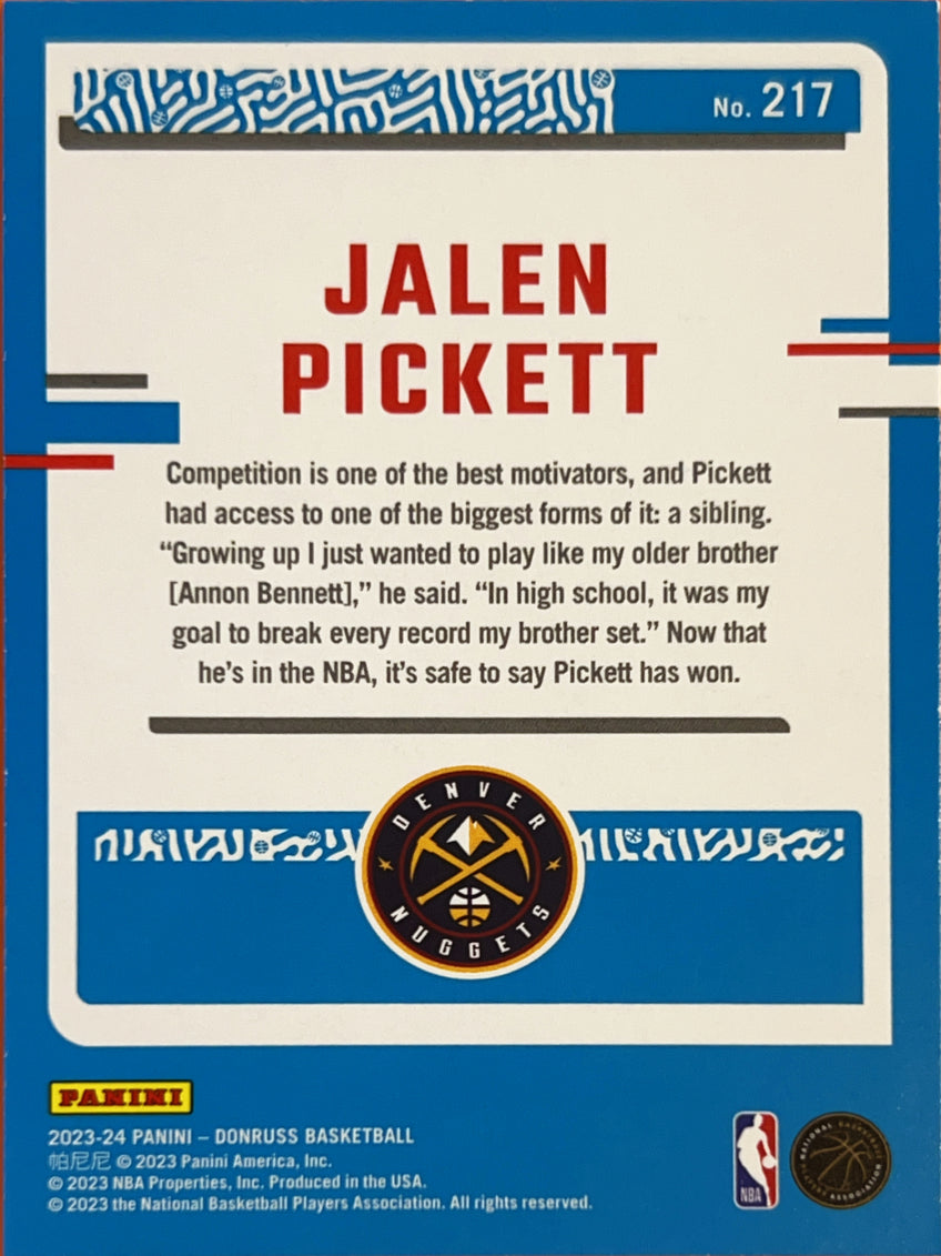 2023 Panini Donruss Basketball Jalen Pickett #217 Yellow Laser