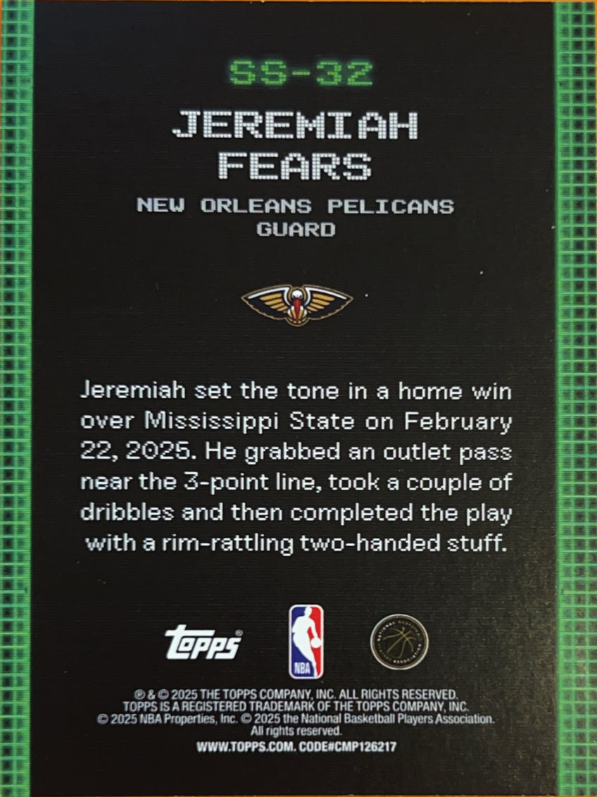 2025 Topps Scan & Slam Jeremiah Fears #SS-32 RC
