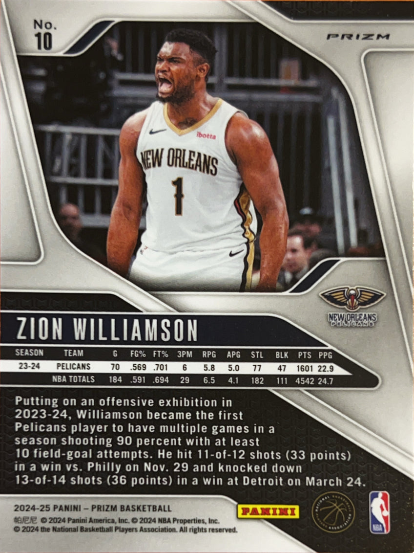 2024 Panini Prizm Zion Williamson #10 Silver
