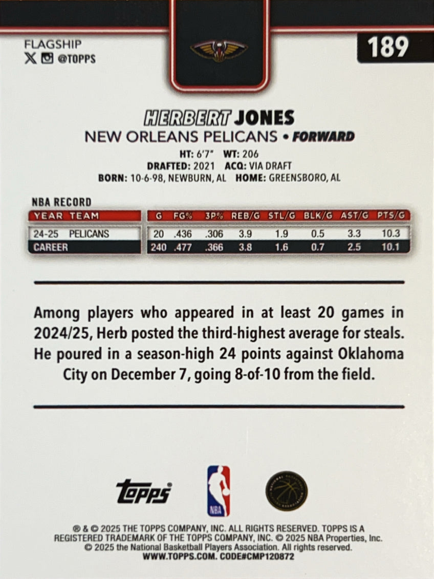 2025 Topps Flagship Herbert Jones #189 Rainbow Foil