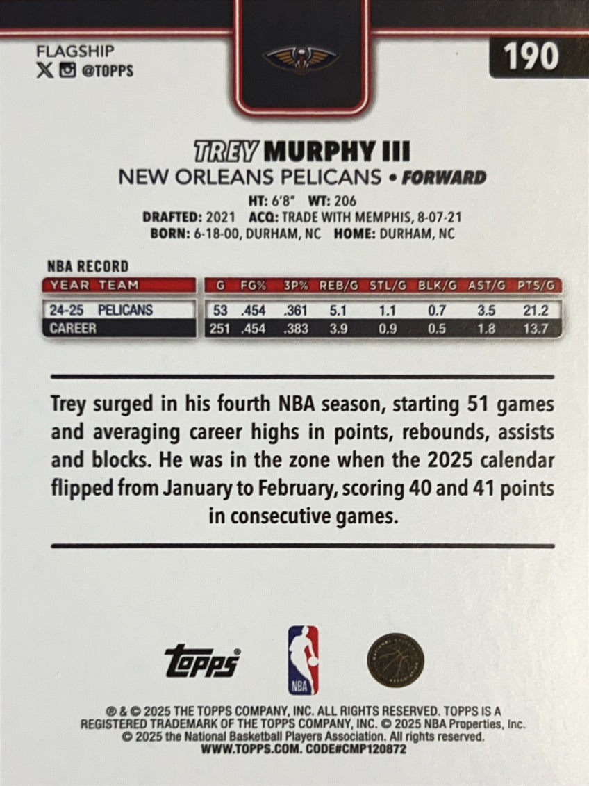 2025 Topps Flagship Trey Murphy III #190 Tip Off