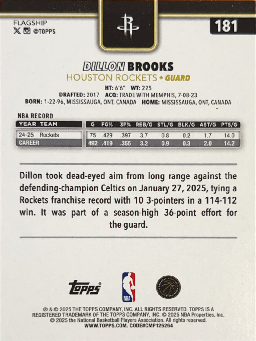 2025 Topps Flagship Dillon Brooks #181 Rainbow Foil
