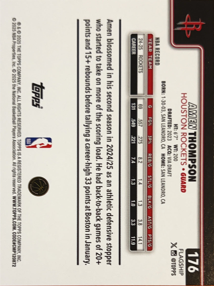 2025 Topps Flagship Amen Thompson #176 Rainbow Foil