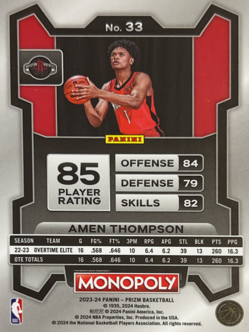 2024 Panini Prizm Monopoly Amen Thompson #33 RC