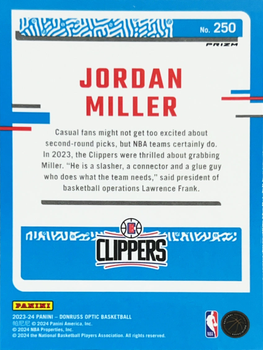 2024 Panini Donruss Optic Prizm Jordan Miller #250 Purple Shock