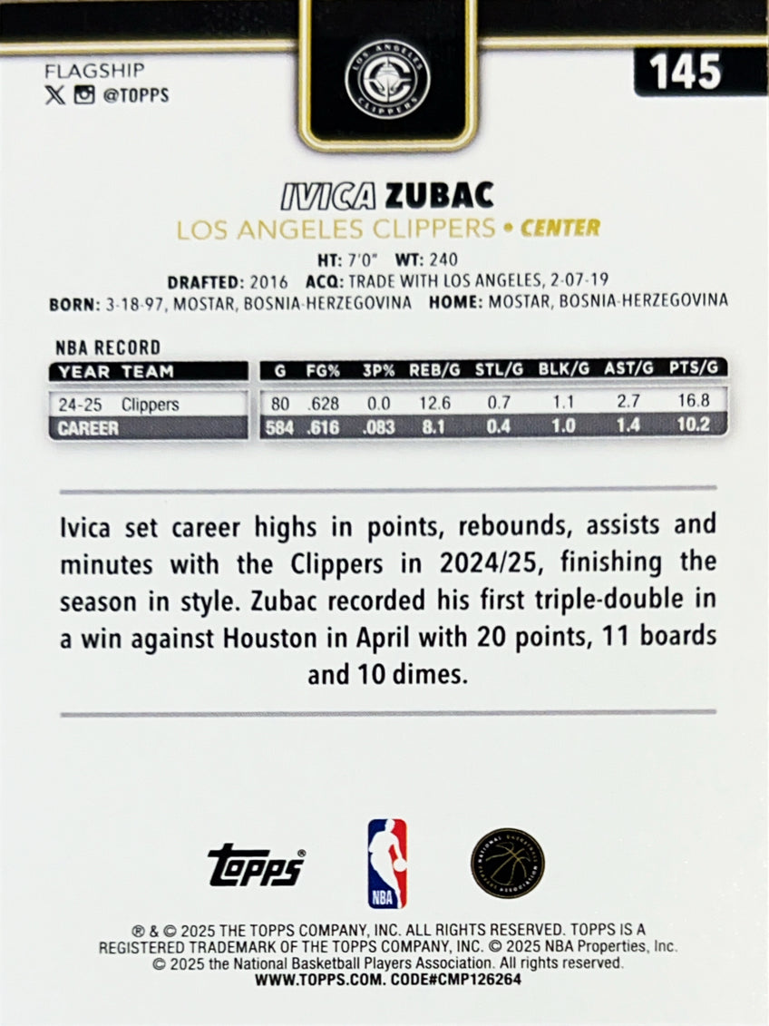 2025 Topps Flagship Ivica Zubac #145 Blue
