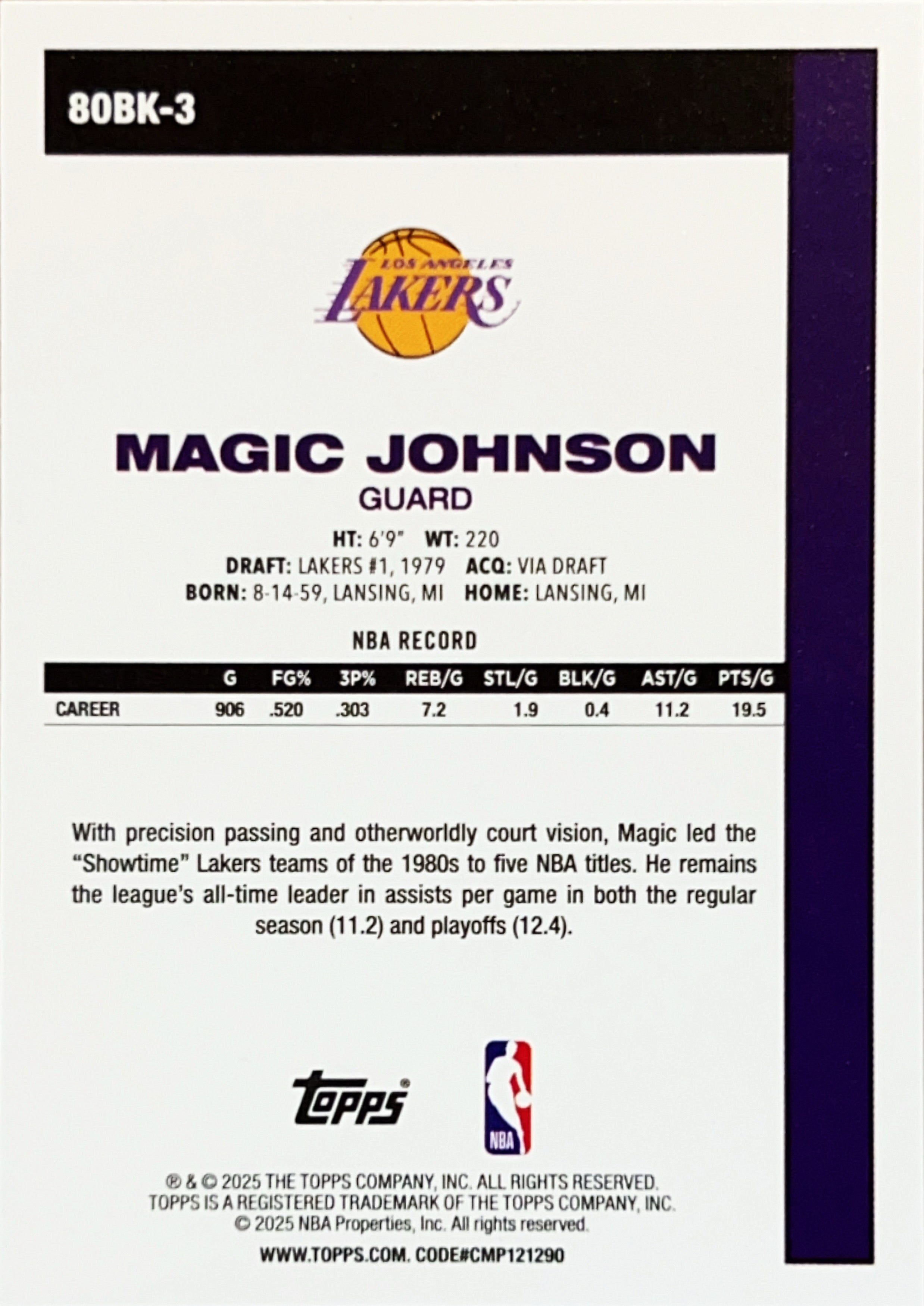2025 Topps 45th Anniversary Magic Johnson #80BK-3 Silver Foil