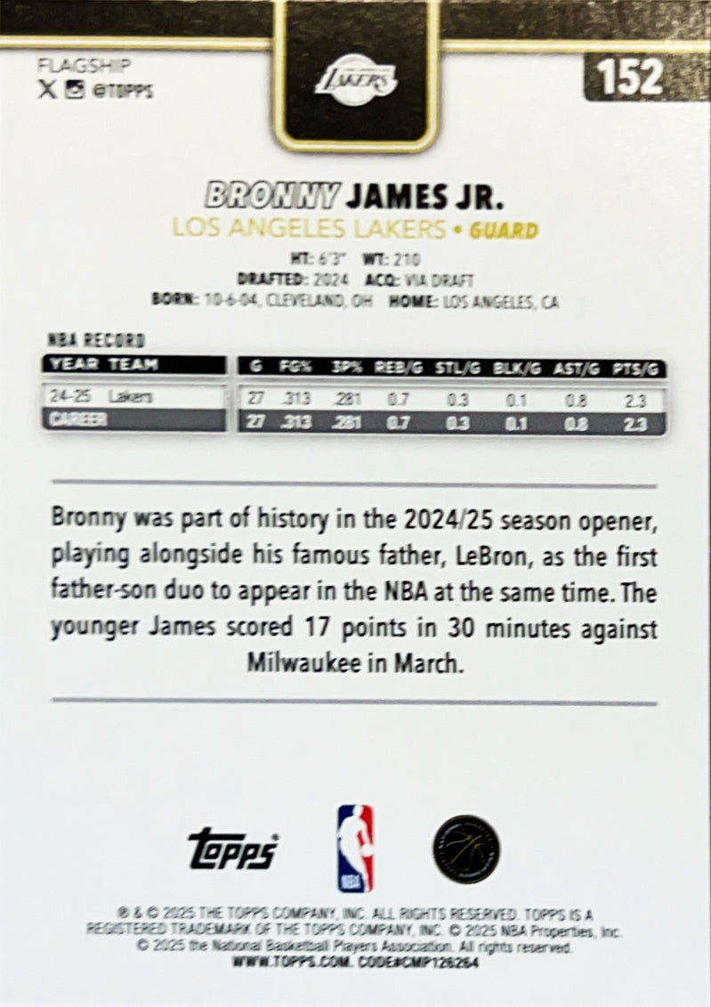 2025 Topps Flagship Bronny James Jr. #152 Black and White