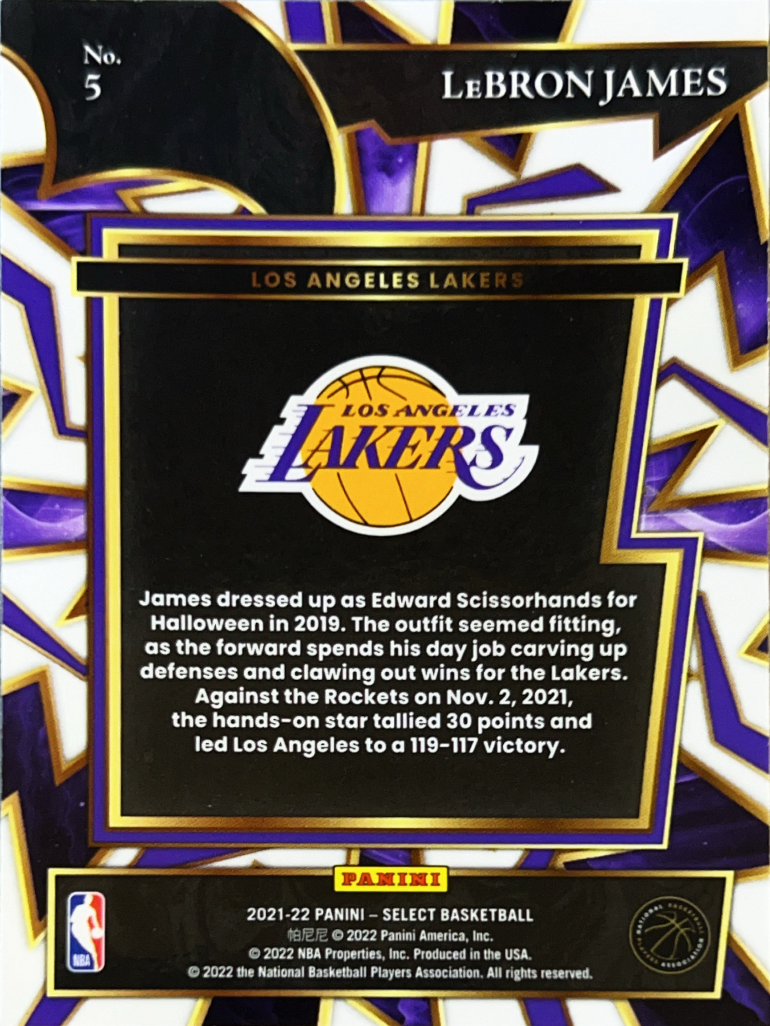 2022 Panini Select Turbocharged LeBron James #5