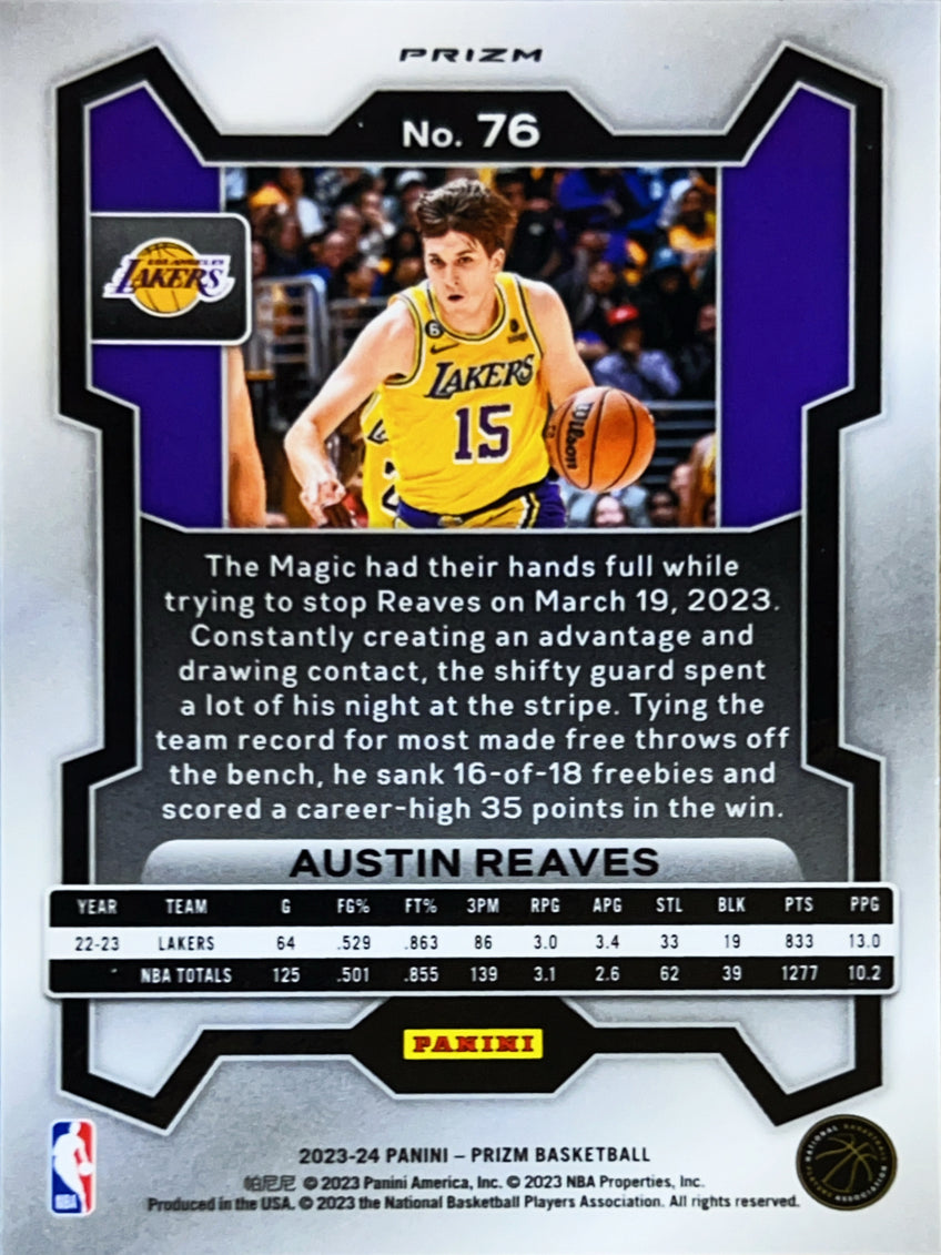 2023 Panini Prizm Austin Reaves #76 Cracked Ice