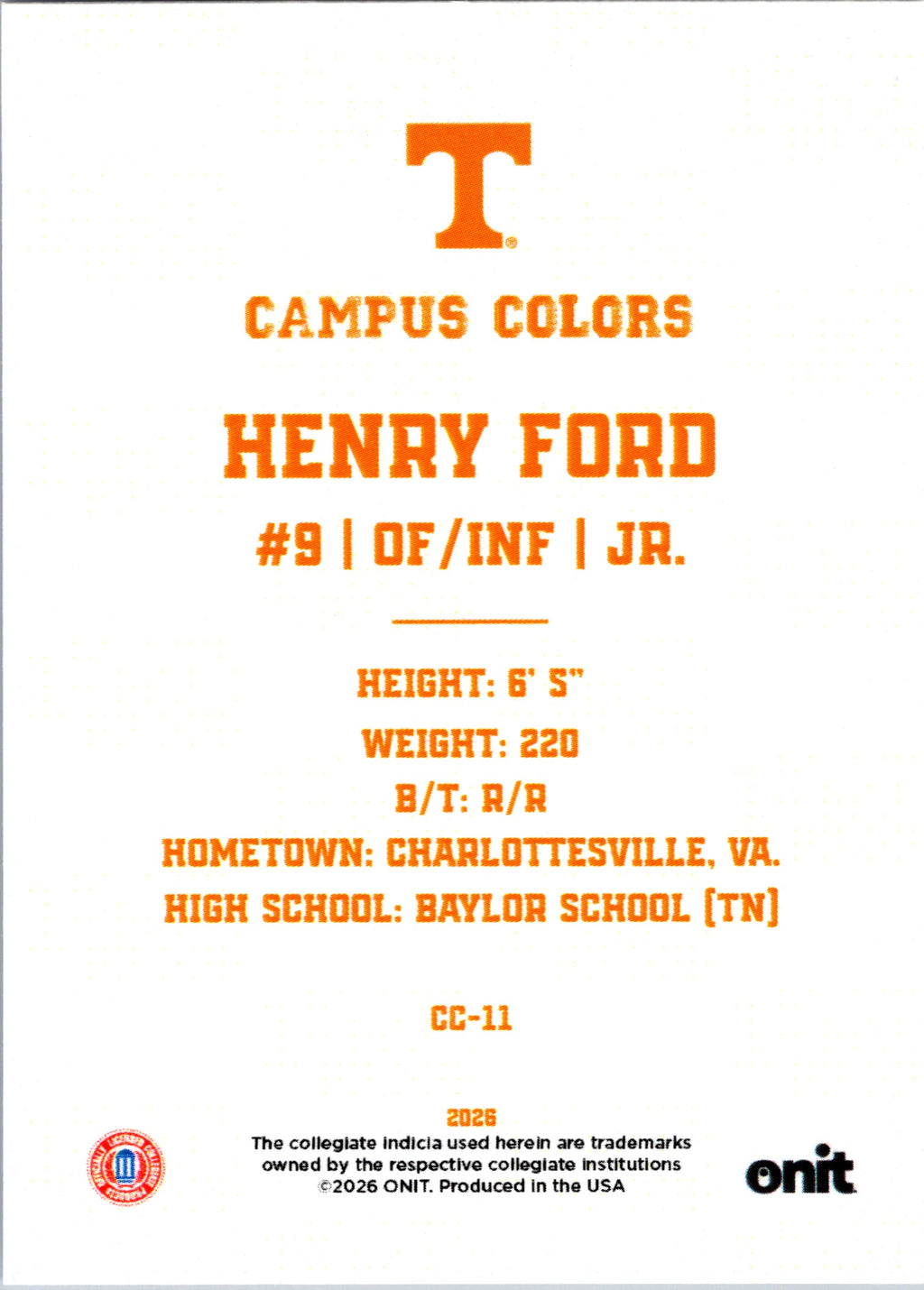 2026 ONIT Campus Colors Henry Ford #CC-11