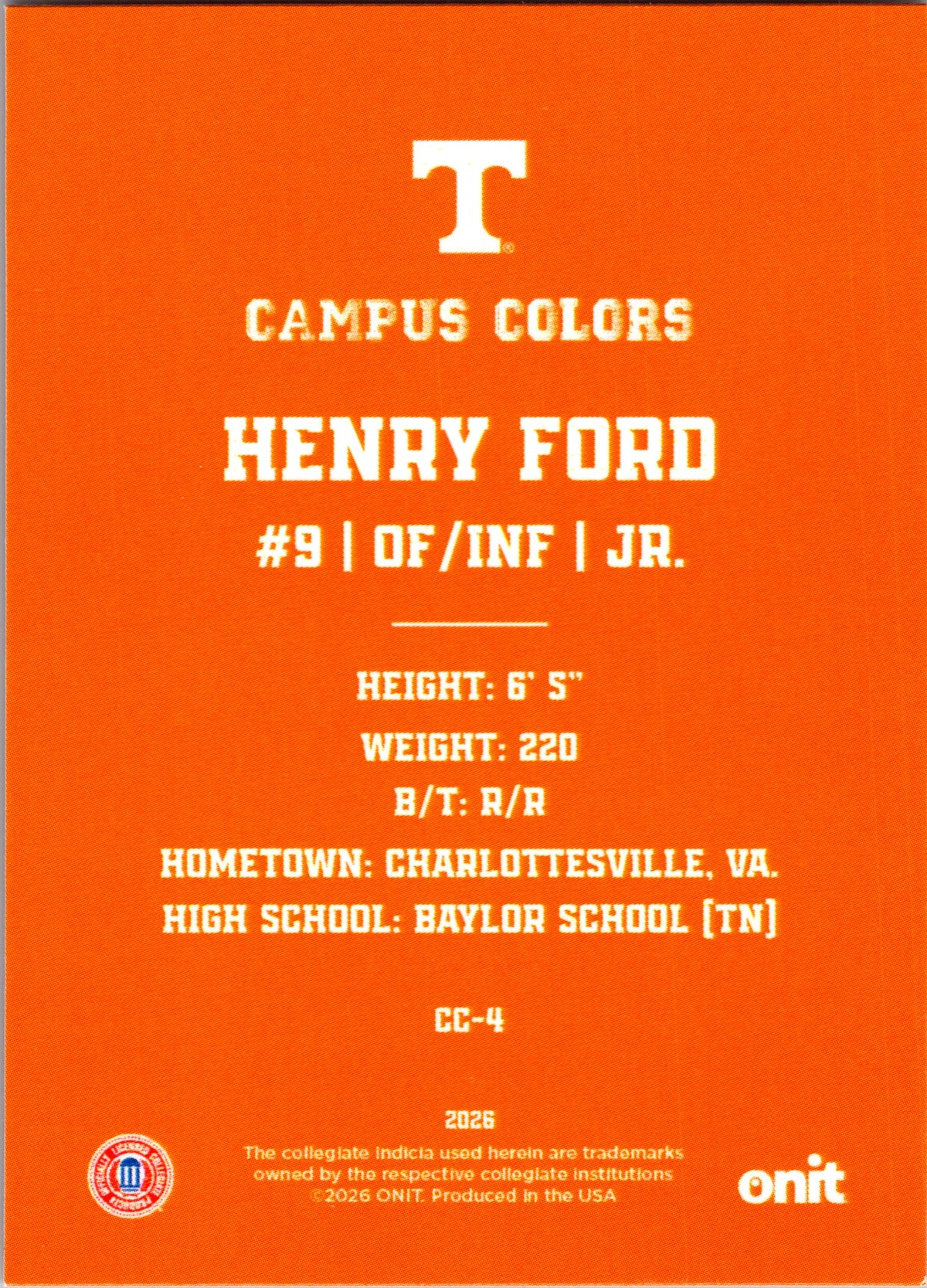 2026 ONIT Campus Colors Henry Ford #CC-4