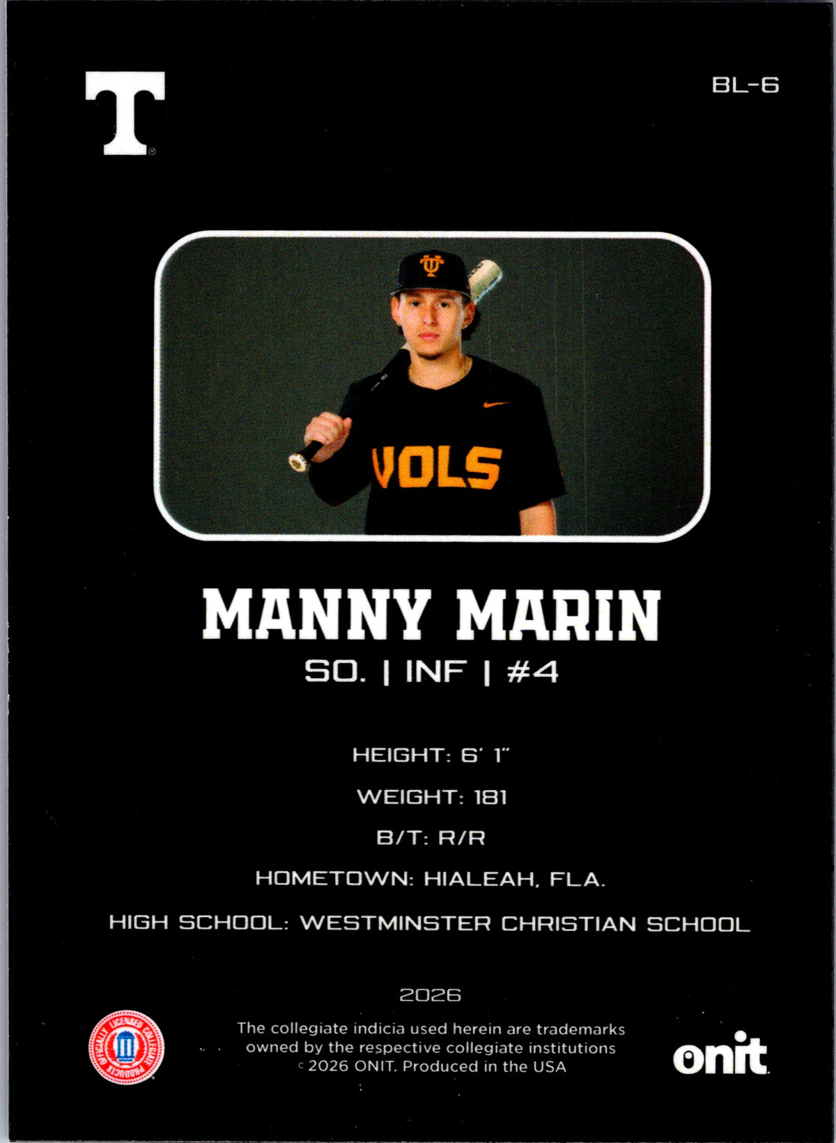 2026 ONIT Blackout Edition Manny Marin #BL-6
