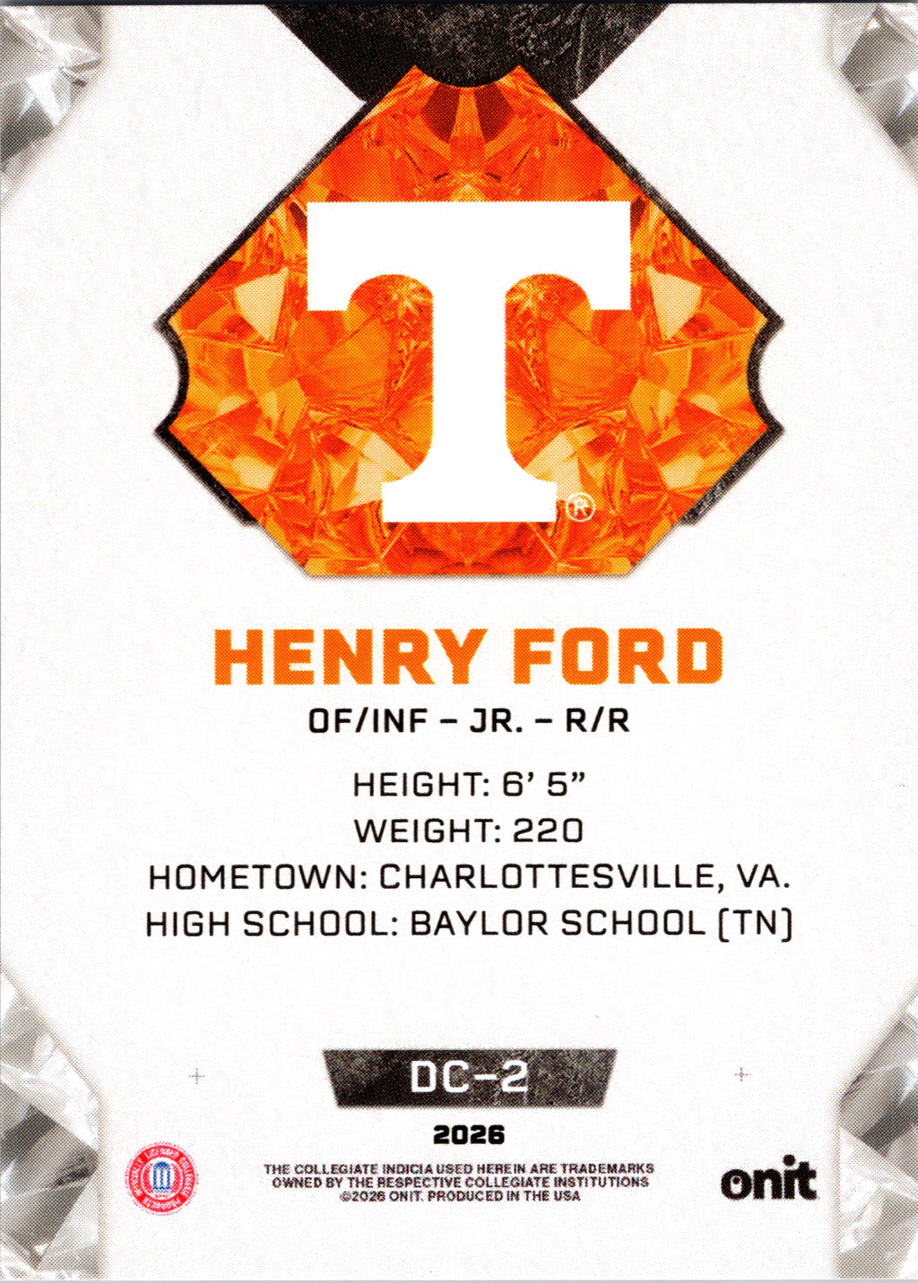 2026 ONIT Diamond Cut Henry Ford #DC-2