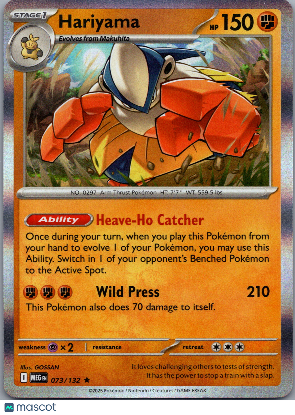 2025 Mega Evolution Hariyama Reverse Holo Rare #73/132