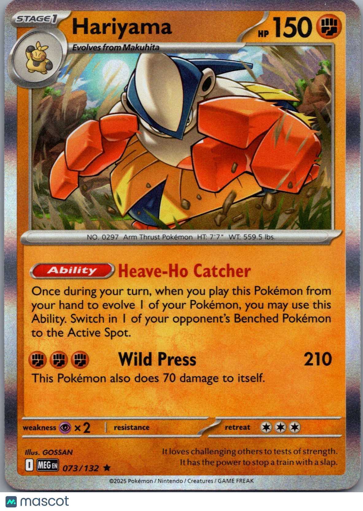 2025 Mega Evolution Hariyama Reverse Holo Rare #73/132