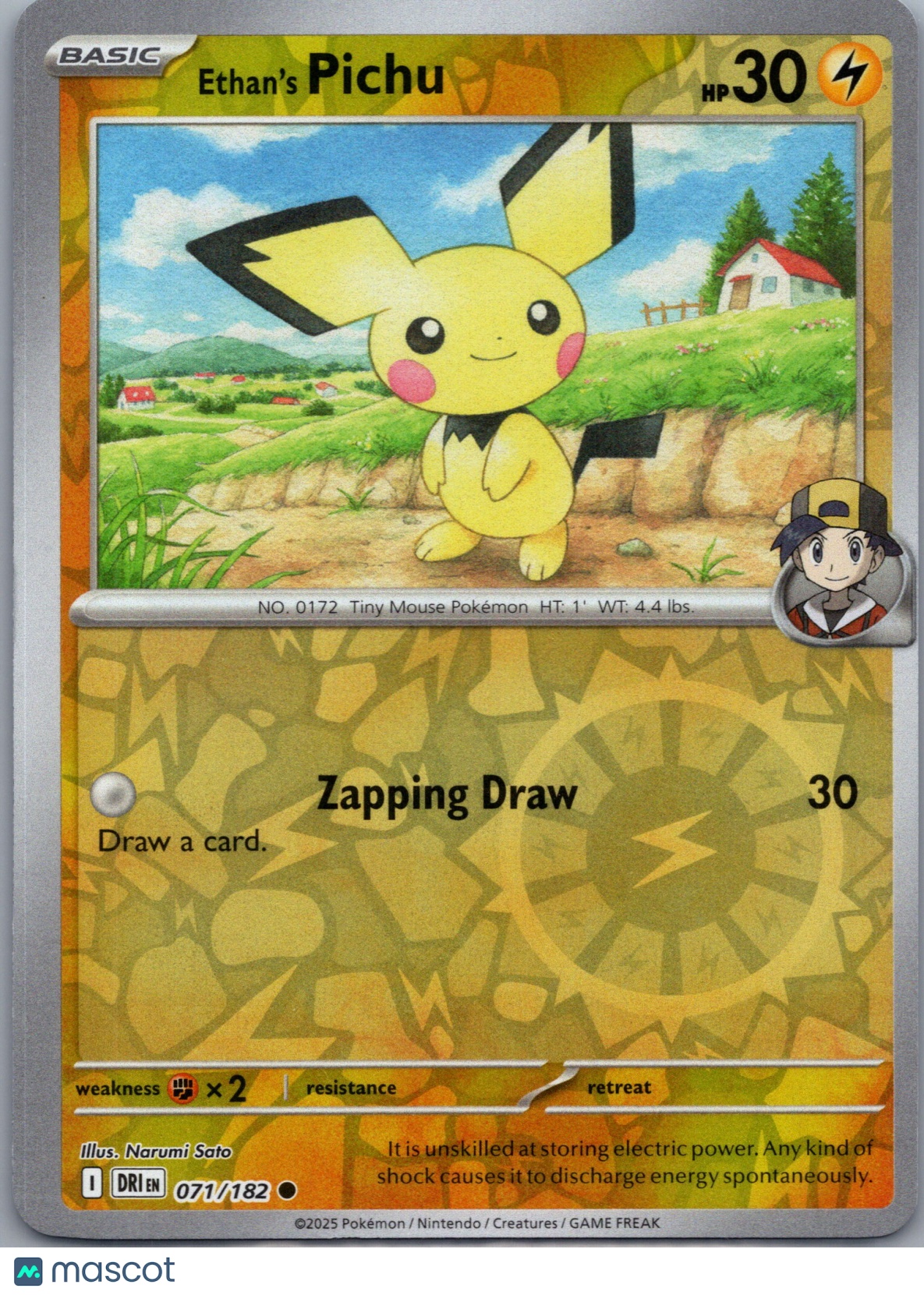 2025 Destined Rivals Ethan's Pichu Reverse Holo #71/182