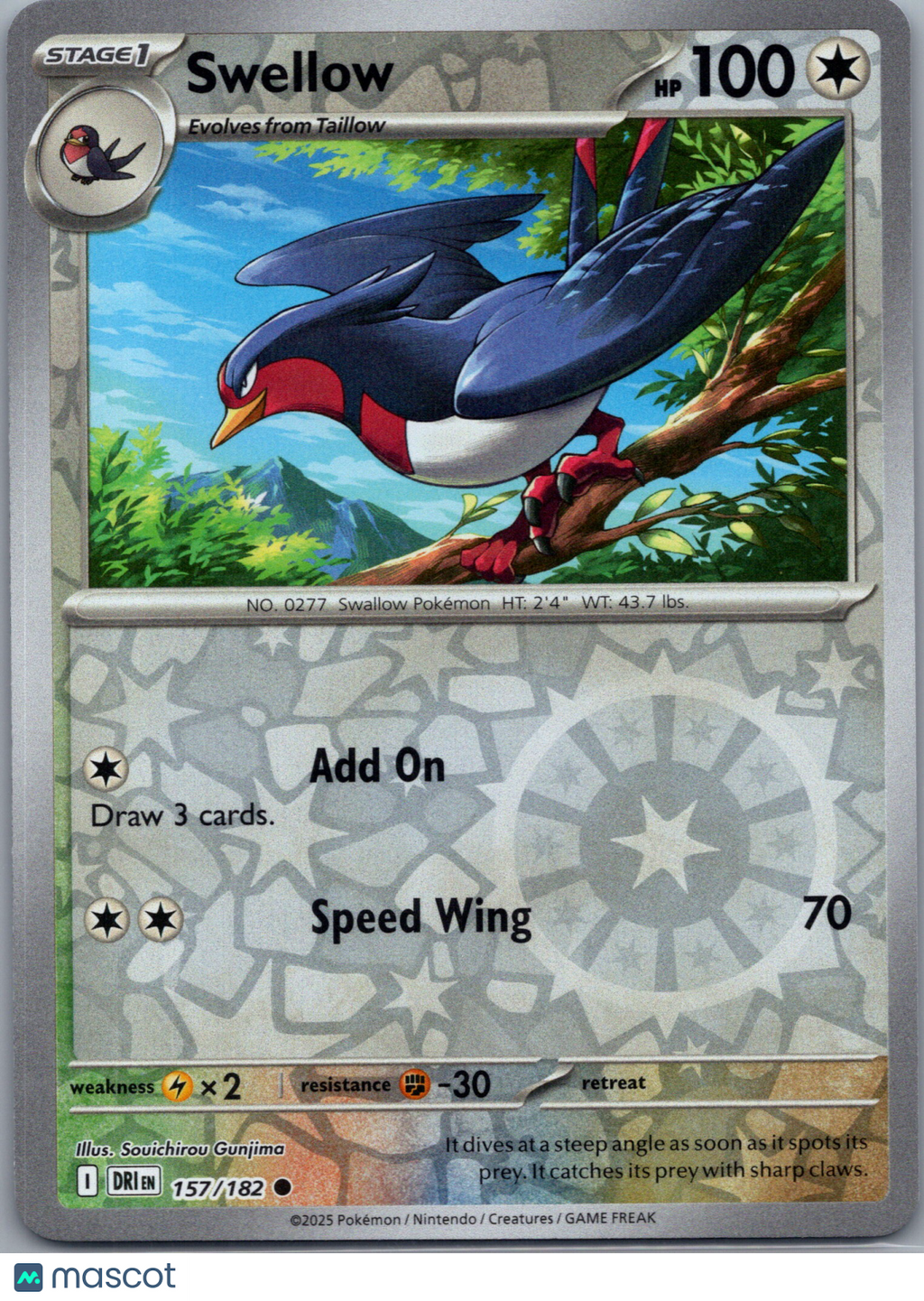 2025 Destined Rivals Swellow Reverse Holo #157/182