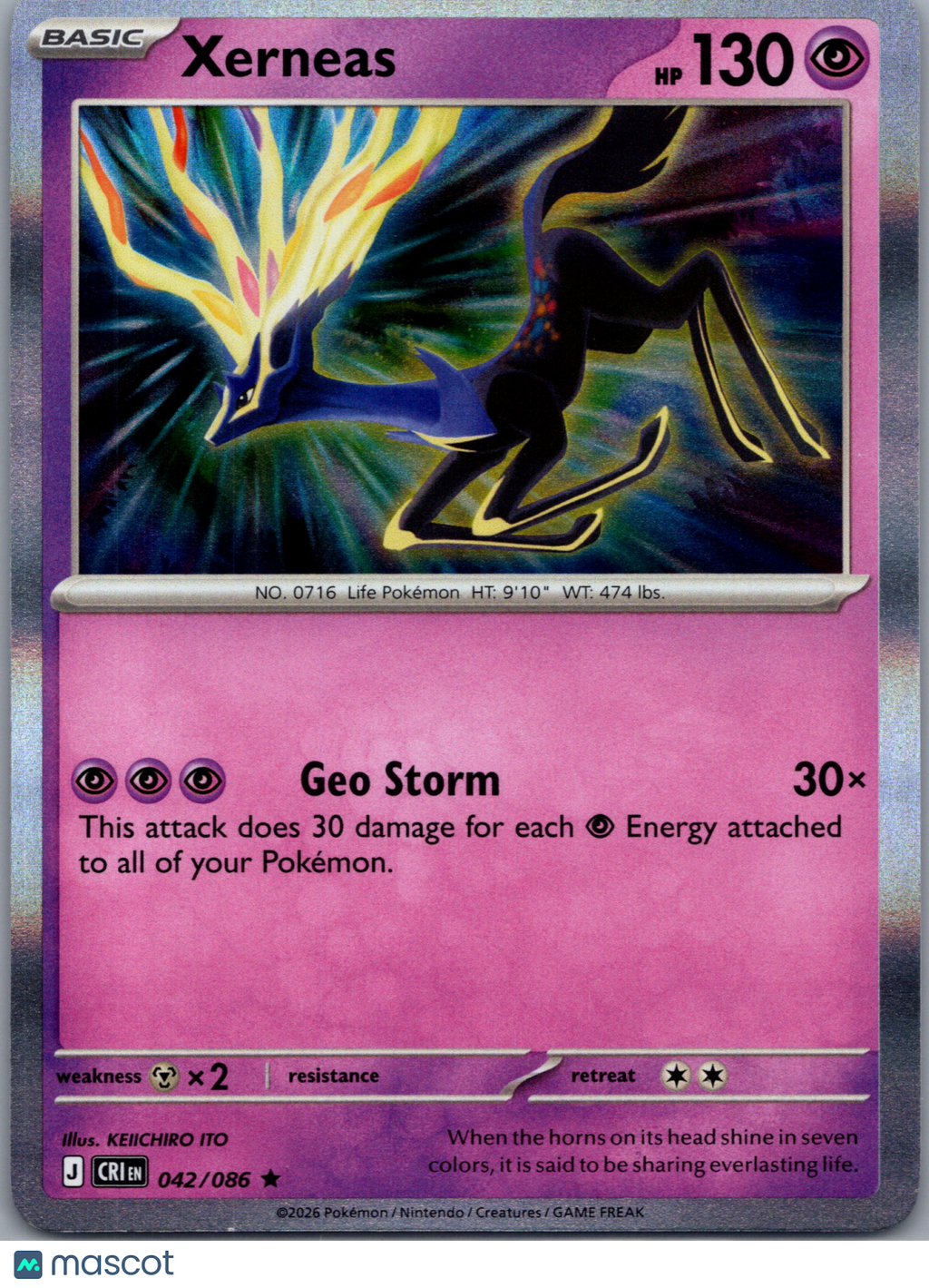 2026 Chaos Rising Xerneas Holo Rare #42/86