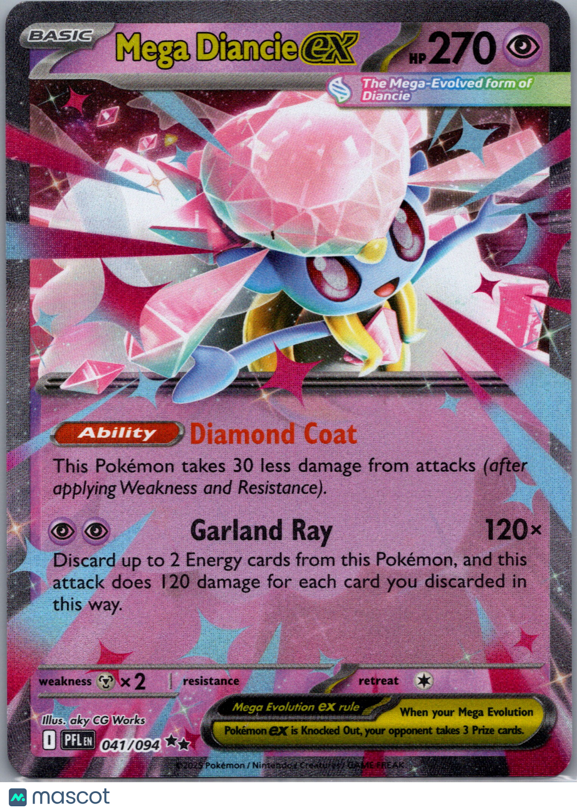 2025 Mega Evolution – Phantasmal Flames Mega Diancie EX Holo Double Rare #41/94