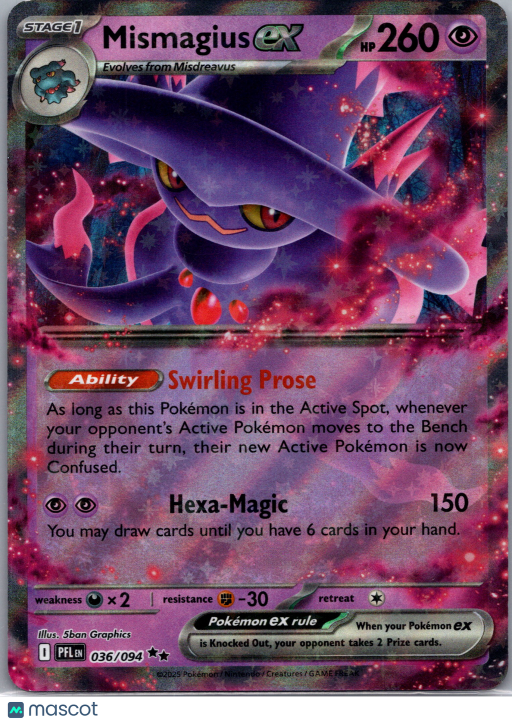 2025 Mega Evolution – Phantasmal Flames Mismagius EX Holo Double Rare RR #36/94